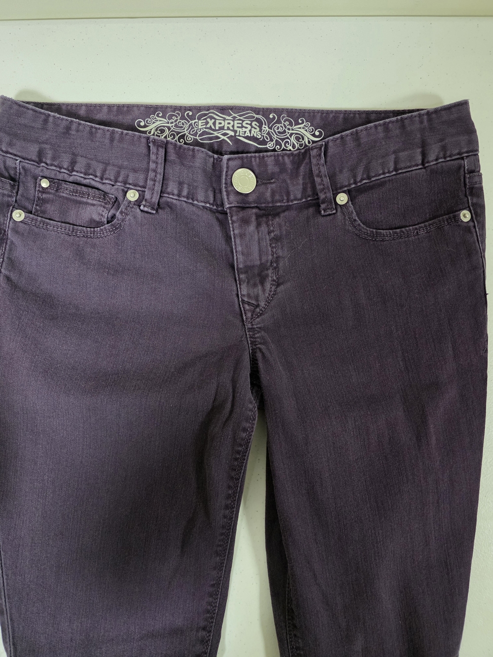 💜🦋 Express Purple Skinny Jeans Low Rise Jean Legging Y2K Mall Girl Size 6 Reg - Picture 6 of 10